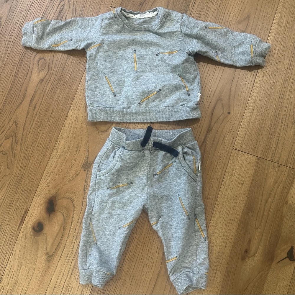Miles the label baby boy girl toddler infant Gray Sweater shirt top Pants Set 9m